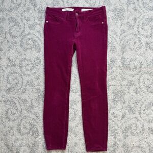 Pilcro Mid Rise Skinny Burgundy Corduroy Jeans Size 26 Stretch Ankle Slim‎